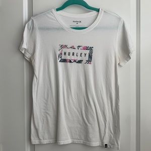 Hurley White Floral Logo T-Shirt